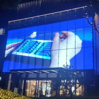 윈도우 투명한 LED 화면 1000mm 패널 크기 LED Mesh 화면 32768 점/M2 픽셀 밀도