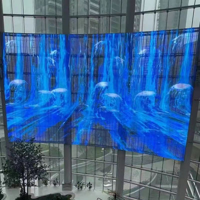 윈도우 투명한 LED 화면 1000mm 패널 크기 LED Mesh 화면 32768 점/M2 픽셀 밀도