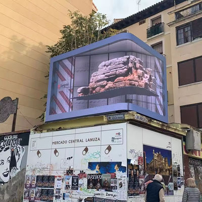 야외 3D L형 곡선 코너& 오른쪽 각 솔루션 P4 P5.7mm LED 디스플레이 스크린 알루미늄 방수 IP65 960*960mm 야외 광고 LED 스크린