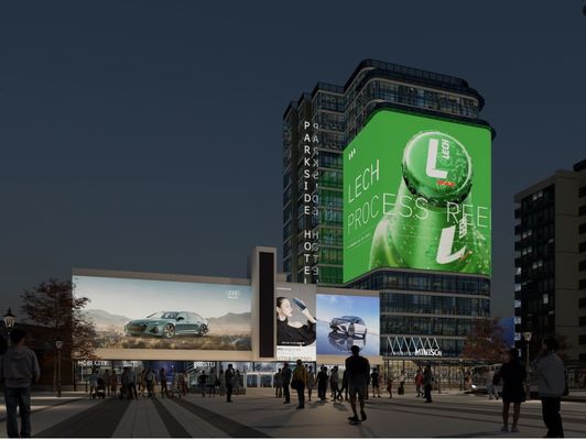 고 밝기 디지털 투명한 LED 디스플레이 P15.6mm IP65 500*1000mm